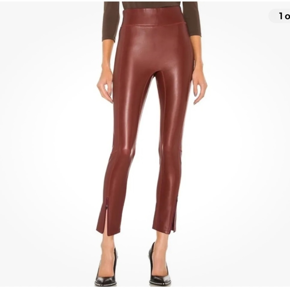 NWT ALC Size 6 Red Cranberry Emile Leggings Faux Leather Ankle Zippers Matte